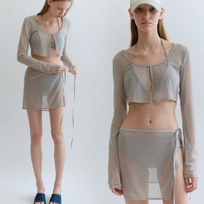 Iwanxanna Ženski gradientni kupaći set s dugačkim rukavima, gornji dio i bikini donji dio, jastučić za prsni koš, 82% elastan