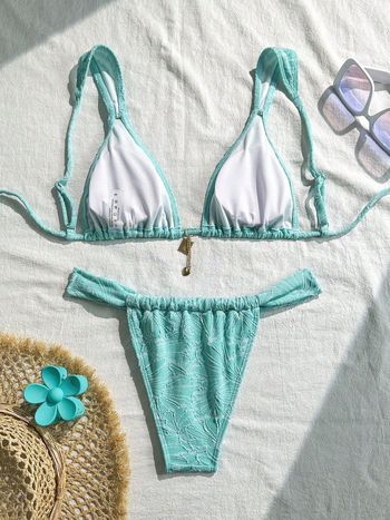 Ženski dvodijelni bikini, visok struk, otvoren leđa, s umetnim jastučićima za grudi, poliester 90/10, 310 g