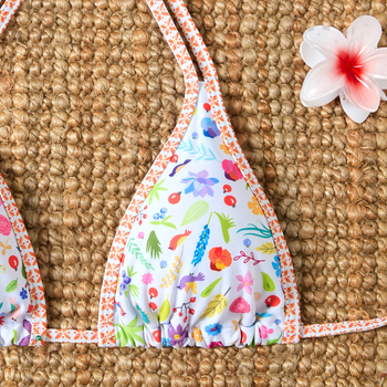 Novi ženski dvodijelni bikini s čipkastim rubom i cvjetnim printom, svjež i seksi dizajn
