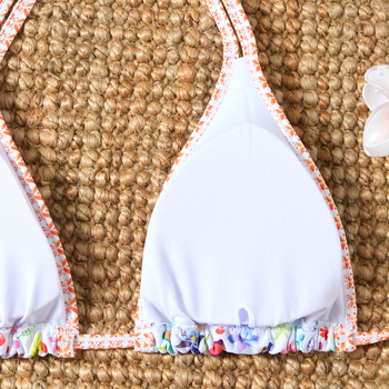 Novi ženski dvodijelni bikini s čipkastim rubom i cvjetnim printom, svjež i seksi dizajn