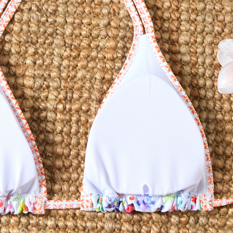 Novi ženski dvodijelni bikini s čipkastim rubom i cvjetnim printom, svjež i seksi dizajn