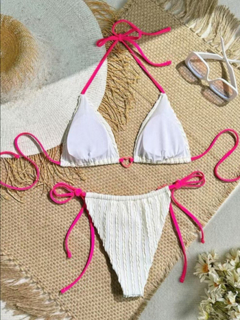 Ženski dvodijelni bikini kupaći kostim, poliester, jednobojni uzorak, podstava poliester s 18% spandeksa