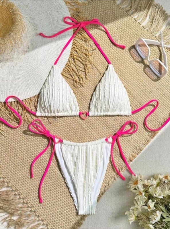 Ženski dvodijelni bikini kupaći kostim, poliester, jednobojni uzorak, podstava poliester s 18% spandeksa