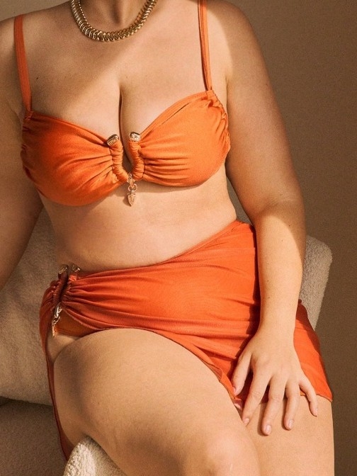 Ženski trodijelni bikini set s mrežastom suknjom, uz čeličnu podršku i jastučiće, poliester/nylon 82/18, 160 g, za plivanje