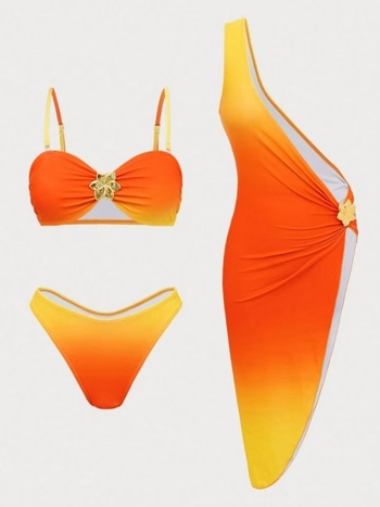 Trojodijelni bikini set sa suknjom, s napuštenim gornjim dijelom, bez čelične potpore; materijal najlon 82/18, podstava poliester 95/5; težina 200 g; sexy, tijesan, visoka elastičnost