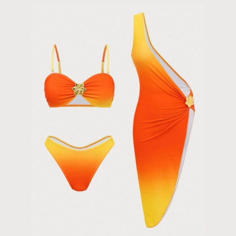 Trojodijelni bikini set sa suknjom, s napuštenim gornjim dijelom, bez čelične potpore; materijal najlon 82/18, podstava poliester 95/5; težina 200 g; sexy, tijesan, visoka elastičnost