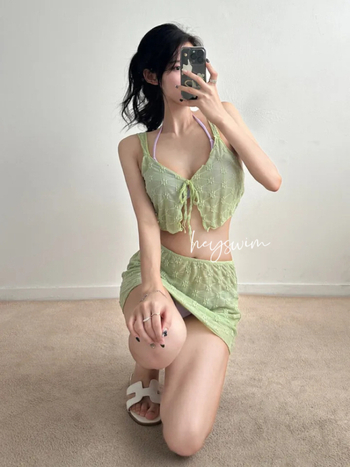 Čipkasti bikini set visokega pasa, bez naramenic, s punim gornjim dijelom, četverodjelni set za plažu za žene