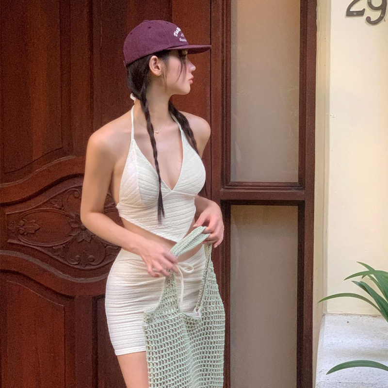 Trodijelni bikini set, top s jastučićima bez žice, tkanina najlon/poliester, visoka elastičnost, dizajn bez leđa, pogodno za plivanje i vodene sportove