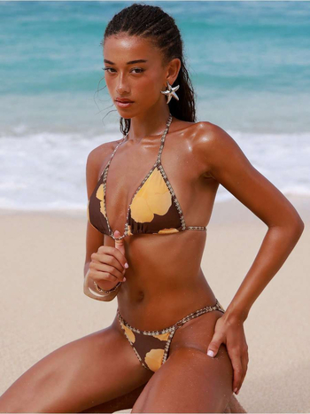Nova ženska dvodijelna bikini s otvorenim leđima i halter vrhom, euro-američki stil za plažu