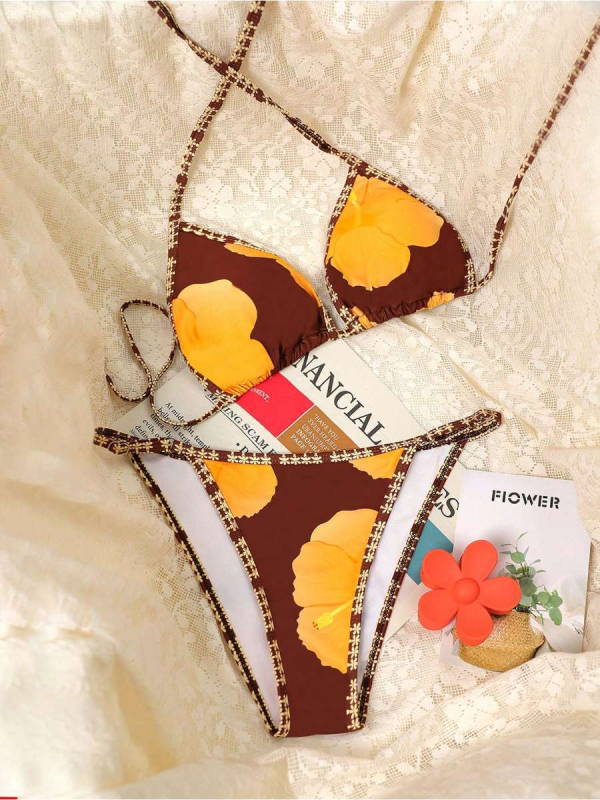 Nova ženska dvodijelna bikini s otvorenim leđima i halter vrhom, euro-američki stil za plažu