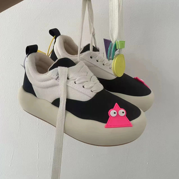 Moterų kanvaso platforminiai sportbačiai - žemas viršus, gumos pada, EVA įdėklas