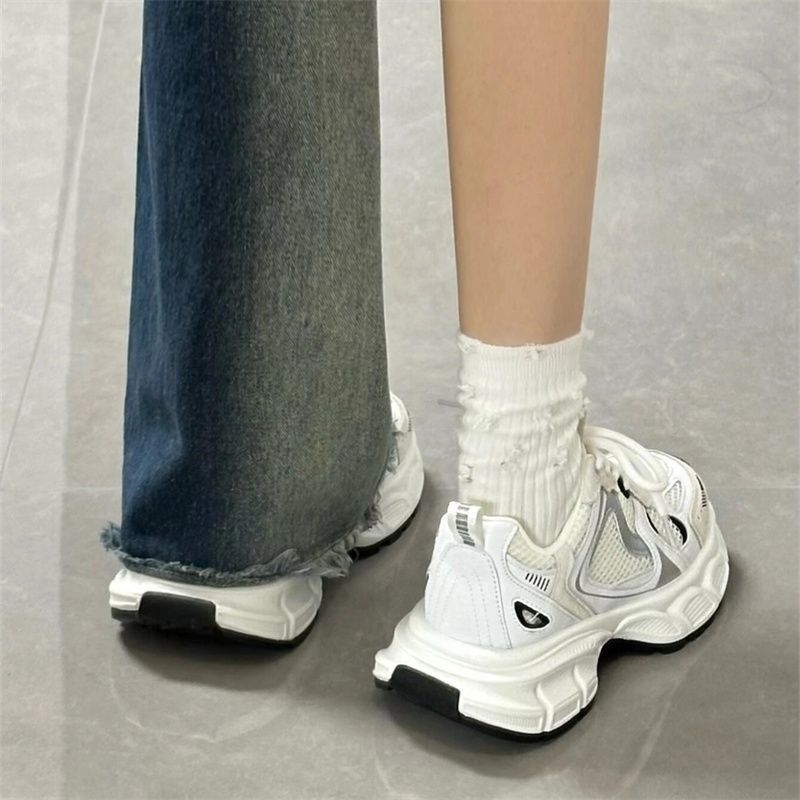 Platforminiai sportbačiai moterims, korėjietiško stiliaus, apvalus pirštas, viršutinė medžiaga: dirbtinis PU, kulno aukštis: vidutinis 3–5 cm, užsegimas: raišteliai (Stilius: Korėjietiškas; Pirštas: apvalus; Viršutinė dalis: PU; Kulno aukštis: 3–5 cm; Užse