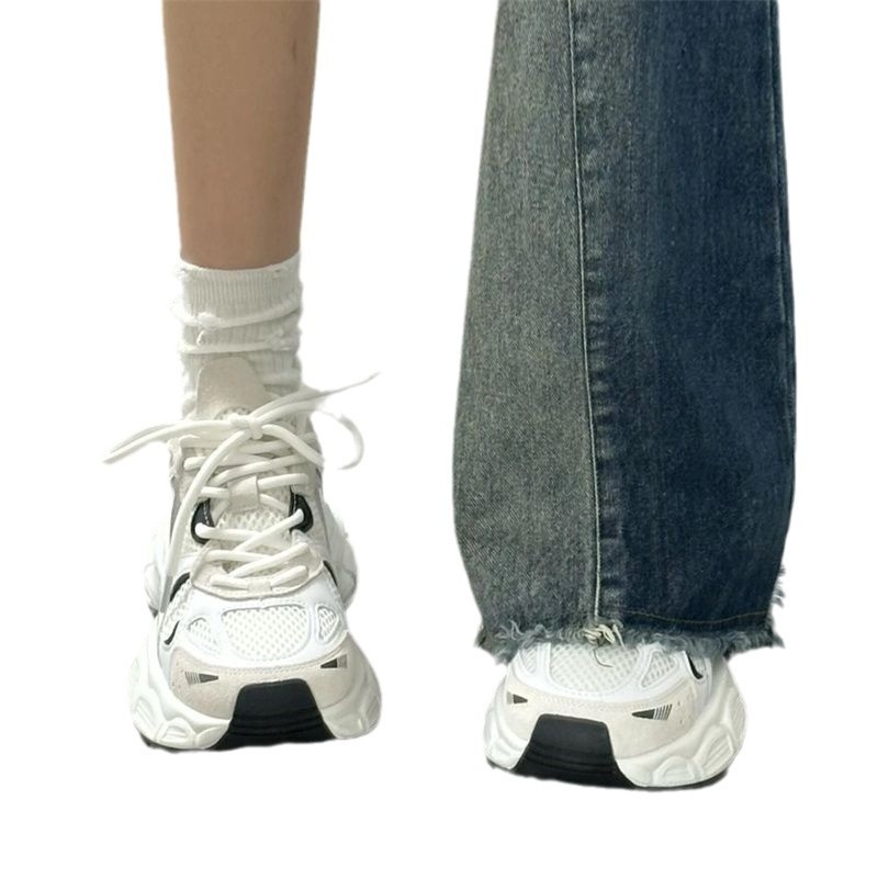 Platforminiai sportbačiai moterims, korėjietiško stiliaus, apvalus pirštas, viršutinė medžiaga: dirbtinis PU, kulno aukštis: vidutinis 3–5 cm, užsegimas: raišteliai (Stilius: Korėjietiškas; Pirštas: apvalus; Viršutinė dalis: PU; Kulno aukštis: 3–5 cm; Užse