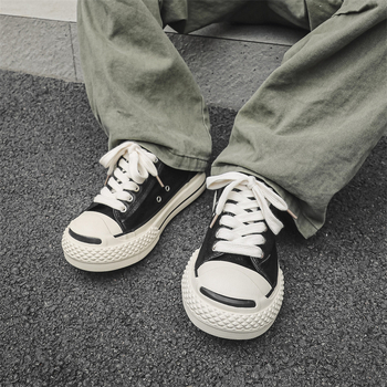 Ανδρικά παπούτσια με συνθετικό δέρμα στην επάνω επιφάνεια, PVC σόλα, κορδόνια, χαμηλός ύψος, άνοιξη 2025