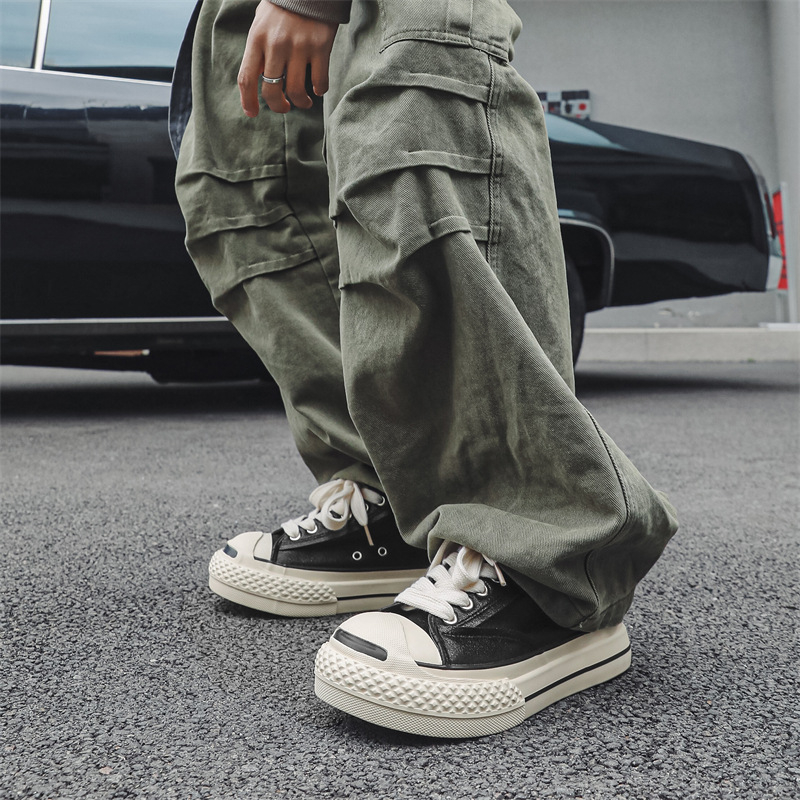 Ανδρικά παπούτσια με συνθετικό δέρμα στην επάνω επιφάνεια, PVC σόλα, κορδόνια, χαμηλός ύψος, άνοιξη 2025