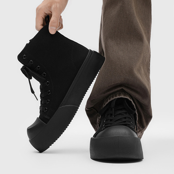Vīriešu auduma augstās kedas, bieza zole, šņorēšana, apaļa purns