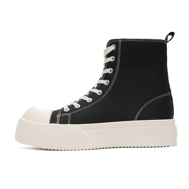 Vīriešu auduma augstās kedas, bieza zole, šņorēšana, apaļa purns