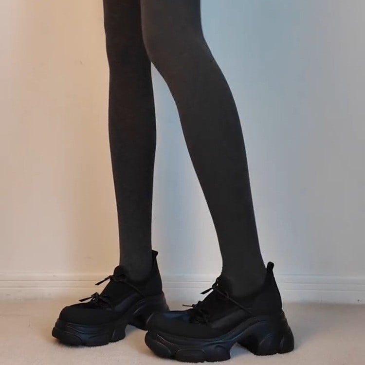 Moteriški PU odiniai Dad Shoes su apvaliu nosimi, 3-5 cm kulnas, raišteliai, guminė padas