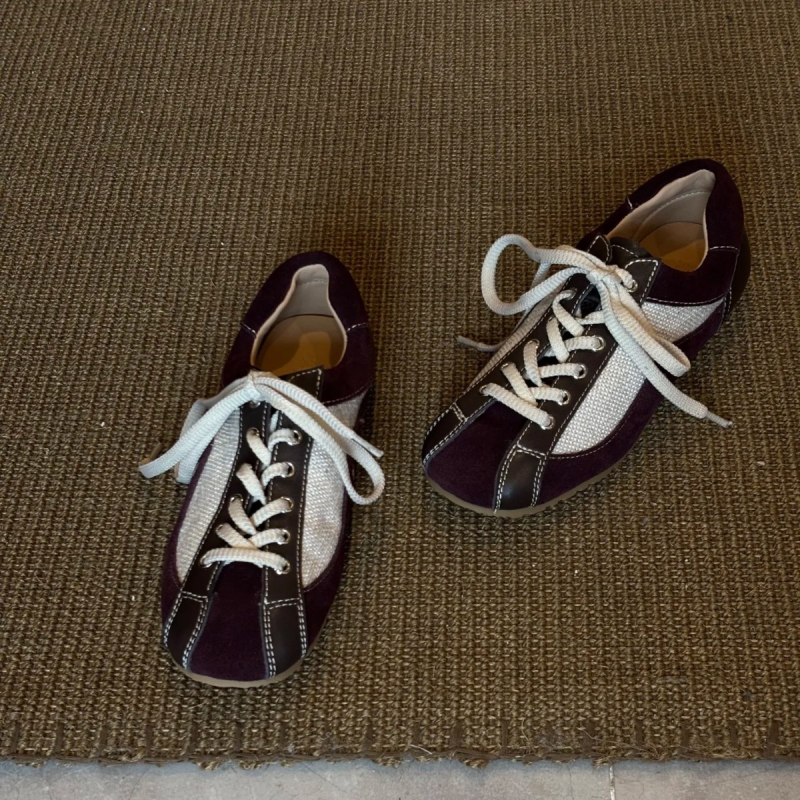 Moterų kedai Korejiško stiliaus, apvaliu nosimi, tinklinė viršutinė dalis, raišteliai, gumos padas