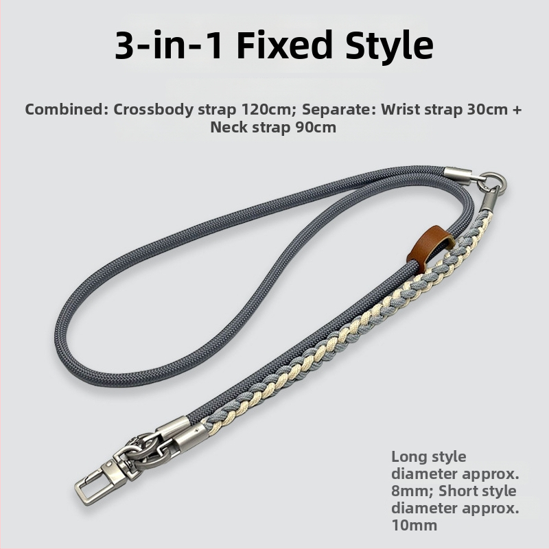 Kolm ühes mobiiltelefone kaelarihm, käsitsi kootud polüestri köis, reguleeritav kaela, metallist klips, unisex