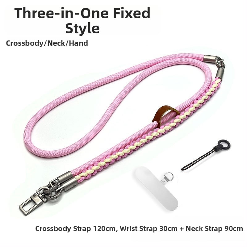 Ланярд за мобилен телефон, три в едно, ръчно преплетен полиестерен шнур, регулируем за носене на врата, метална катарама, унисекс