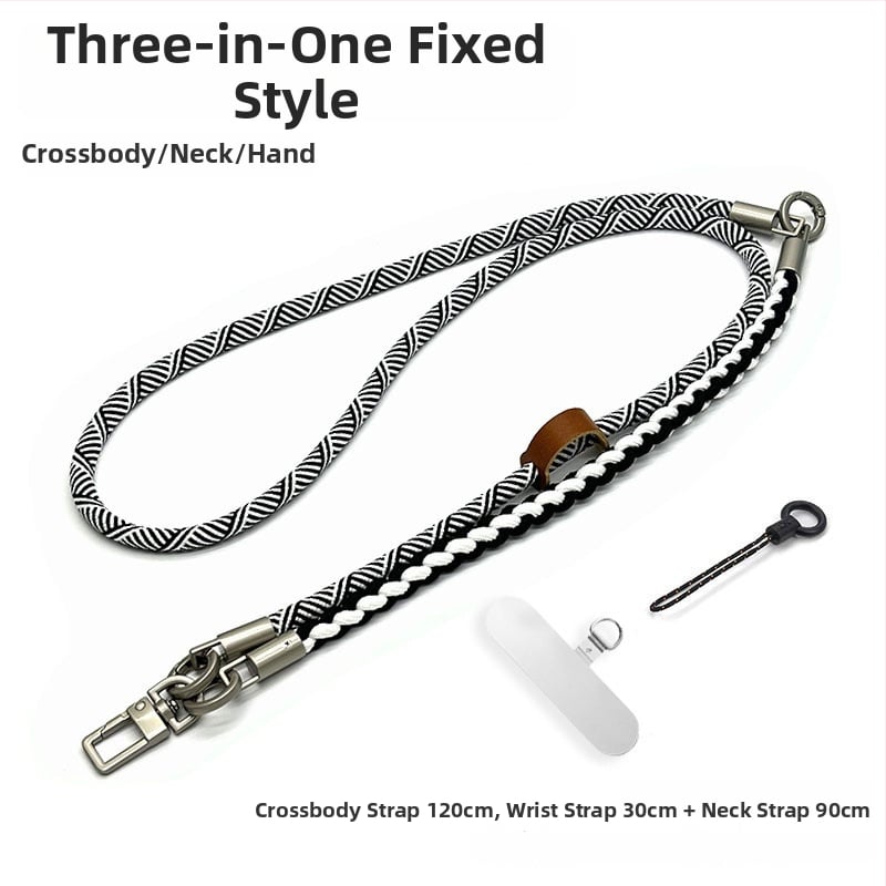 Телефонна каишка три в едно за мобилен телефон, тъкана полиестерна нишка, метална катарама, възможност за персонализация, унисекс