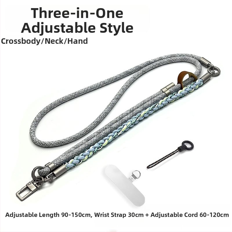 Телефонна каишка три в едно за мобилен телефон, тъкана полиестерна нишка, метална катарама, възможност за персонализация, унисекс