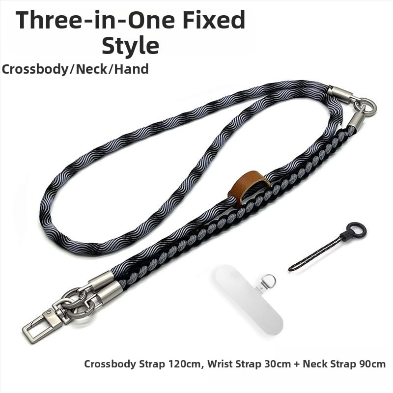 Телефонен шнур за мобилен телефон - ръчно преплетено полиестерно въже, регулируем през врата, унисекс, метална катарама, персонализация