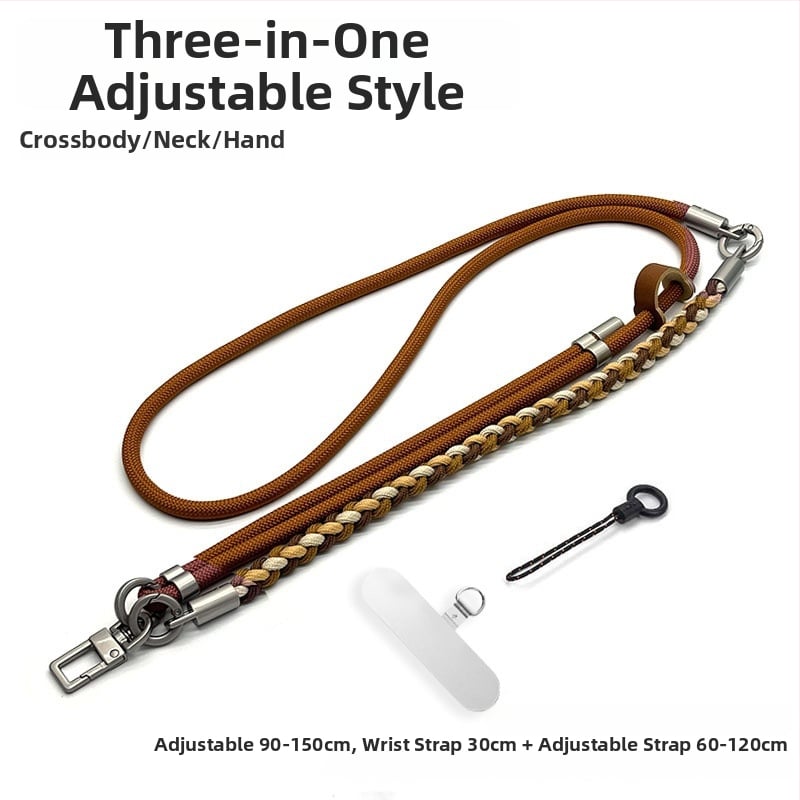 Телефонен шнур за мобилен телефон - ръчно преплетено полиестерно въже, регулируем през врата, унисекс, метална катарама, персонализация