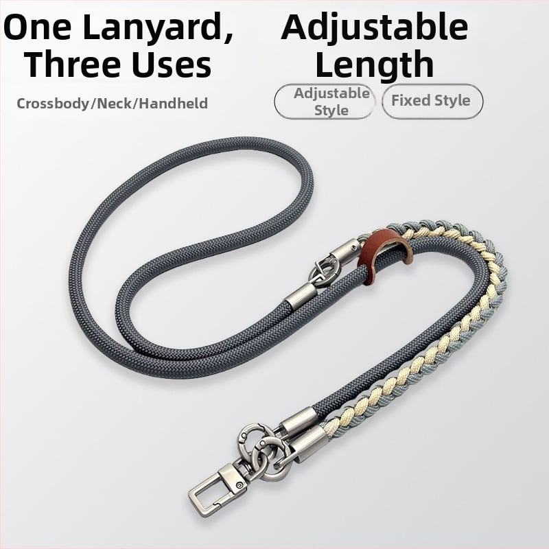 Мобилен телефон ланярд, ръчно тъкан полиестерен шнур, регулируем, метална катарама, възможност за персонализация