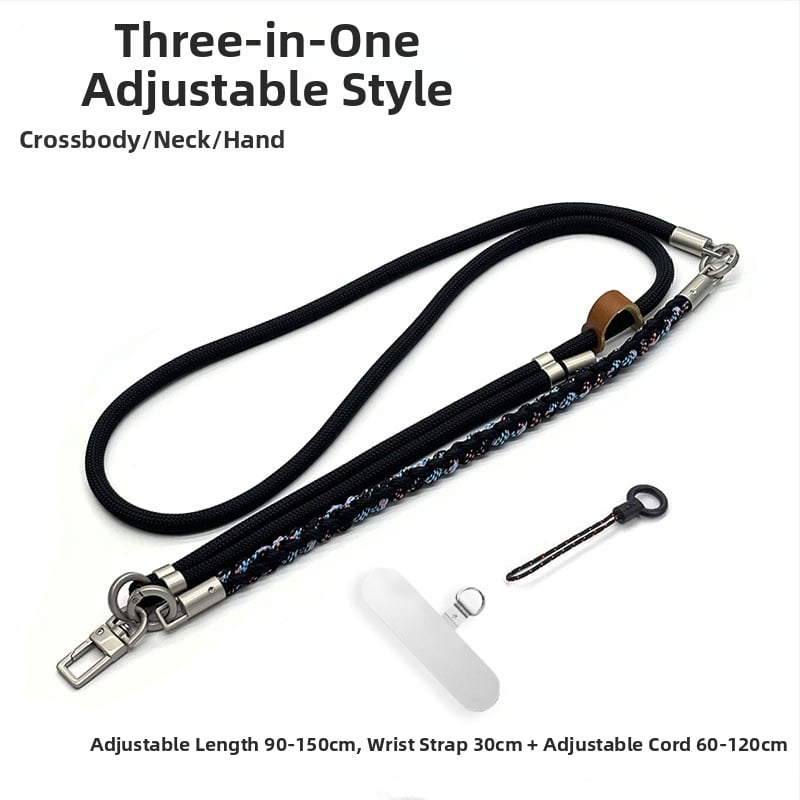 Телефонна каишка за през врата — Плетена полиестерова връзка, Метална катарама, Персонализируема, Унисекс