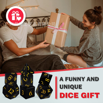 Обсидианови зарове от естествен камък, 7-частен комплект, правоъгълен стил, форма: друга, обработка и персонализация налични, за шах и карти