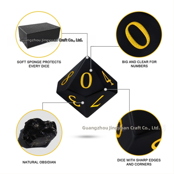 Обсидианови зарове от естествен камък, 7-частен комплект, правоъгълен стил, форма: друга, обработка и персонализация налични, за шах и карти