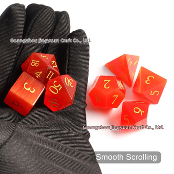 Xiping полиедрични зарове с котешко око, 7 части комплект за Dungeons & Dragons, материал: котешко око, произход: Wuzhou, Guangxi