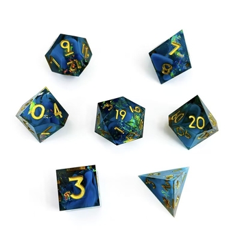 Комплект от 7 зарове от смола за настолни RPG, многостранни, персонализируеми