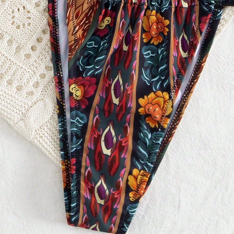 Dviejų dalių maudymosi kostiumėlis su kaklo raišteliu, skaitmeninis spaudas, krūtinės užpildas, be plieno atramos, poliesteris 82% / pamušalas 18%