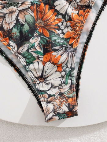 Išspausdintas seksualus bikini kostiumas su krūties pagalvėlėmis, be rankovių, poliesterio audinys su spandekso įdaila