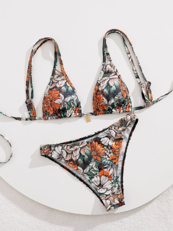 Išspausdintas seksualus bikini kostiumas su krūties pagalvėlėmis, be rankovių, poliesterio audinys su spandekso įdaila