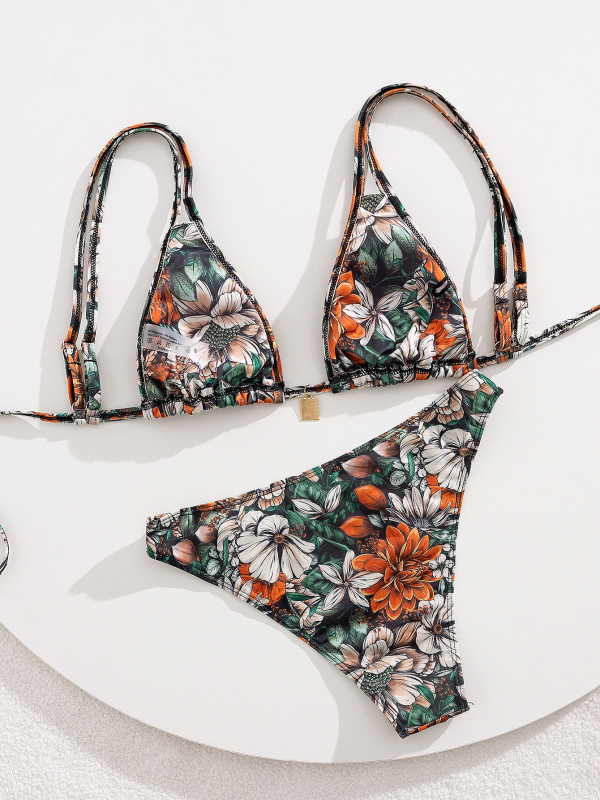 Išspausdintas seksualus bikini kostiumas su krūties pagalvėlėmis, be rankovių, poliesterio audinys su spandekso įdaila