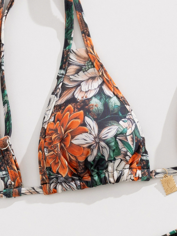 Išspausdintas seksualus bikini kostiumas su krūties pagalvėlėmis, be rankovių, poliesterio audinys su spandekso įdaila