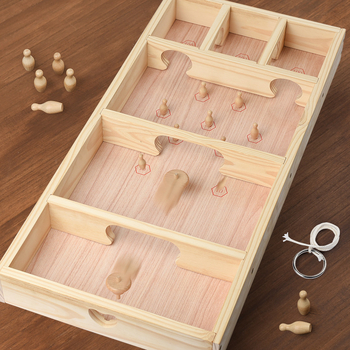 Ξύλινο ρετρό επιτραπέζιο παιχνίδι μπόουλινγκ με στροφή για οικογενειακές γιορτές - υλικό πεύκο, μάρκα DG-464, διαδραστικό, προάγει την επικοινωνία γονέα-παιδιού