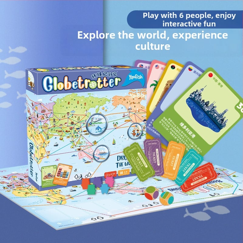 Yaofish Edukativna društvena igra geografske svijeta – kartaški puzzle, za intelektualni razvoj i interaktivno učenje, šarena kutija, uzrast 7–14 i 15–35.
