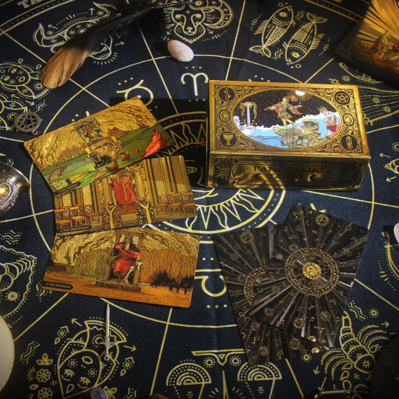 Waite Tarot špil: plastičan, vodootporan, zlatna folija, panoramsko klasično izdanje, 14+
