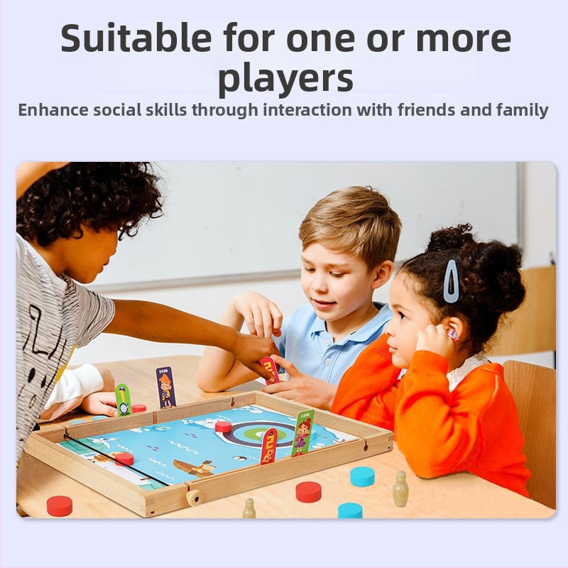 12-in-1 Asztali sakk és rejtvényjáték – fa, családbarát, 4–6 éveseknek, elősegíti a szülő–gyermek interakciót