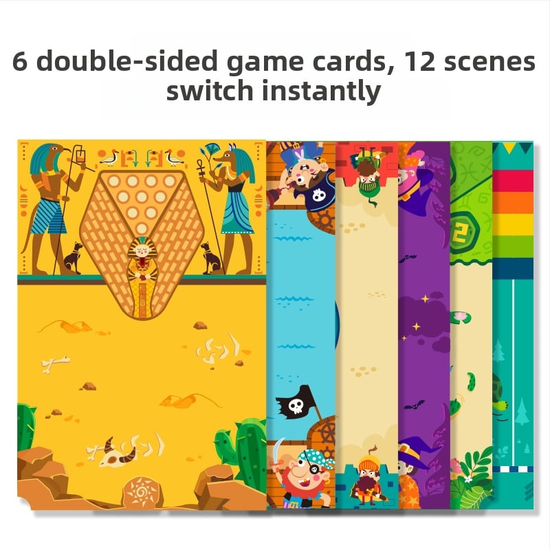 12-in-1 Asztali sakk és rejtvényjáték – fa, családbarát, 4–6 éveseknek, elősegíti a szülő–gyermek interakciót