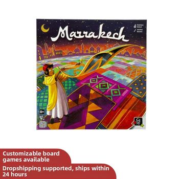 Marrakech lauamäng kaardid – pere-strateegia 2–4 mängijale; materjal: paber; pakend: blister; vanusegrupid 4–6, 7–14 ja 15–35.