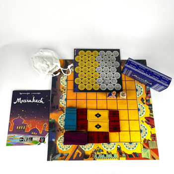 Marrakech: kártyás társasjáték – családi stratégia 2–4 játékos számára; anyag: papír; csomagolás: bliszter; korosztályok 4–6, 7–14 és 15–35.