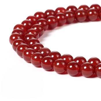 7A crvene ahat kuglice za DIY nakit – prirodno okrugle perle različitih veličina (4-12 mm)