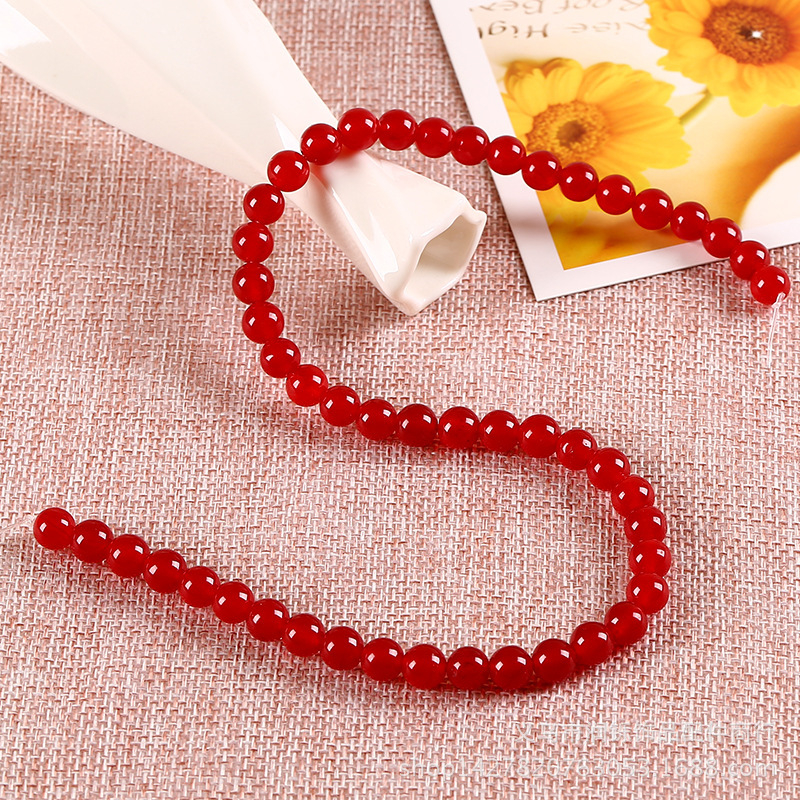 7A crvene ahat kuglice za DIY nakit – prirodno okrugle perle različitih veličina (4-12 mm)
