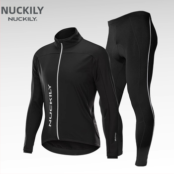 NUCKILY zimski unisex komplet za vožnju biciklom: topao, Spandex tkanina, jednobojni uzorak, za vožnju